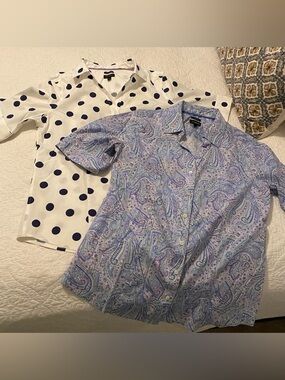 Bundle Talbots Perfect Elbow button down blouses in polka dot & paisley prints